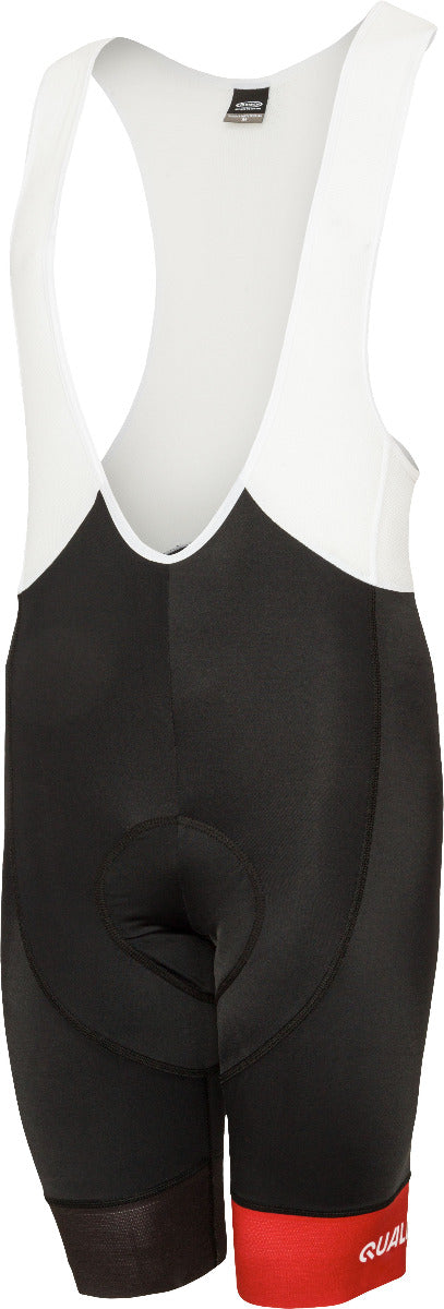kurze Trägerhose Race quaeldich.de schwarzrote Rennrad-Hose kurze Rennradhose von quaeldich.de – quäldich-Shop