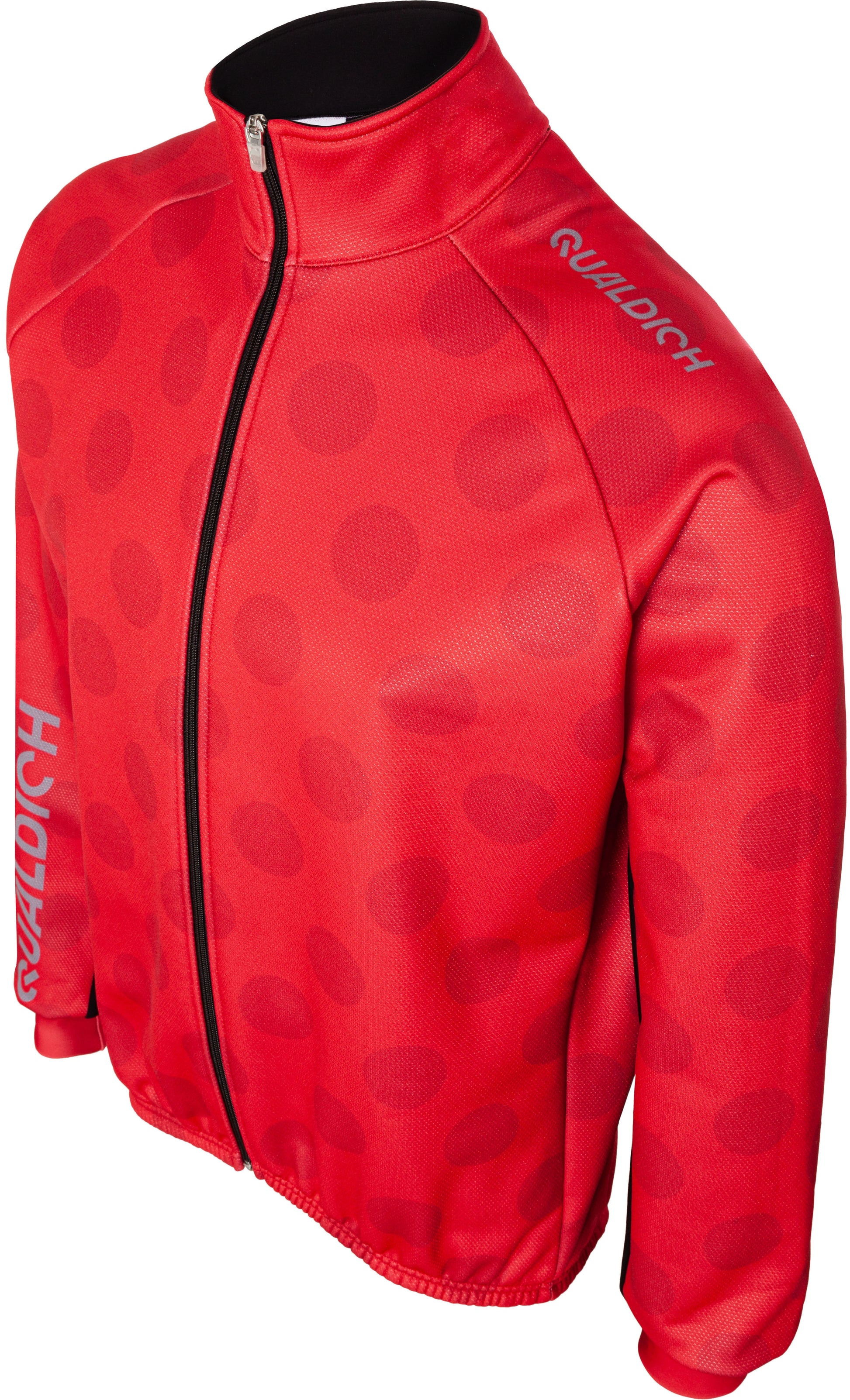 Winterjacke rotes Bergtrikot schraeg