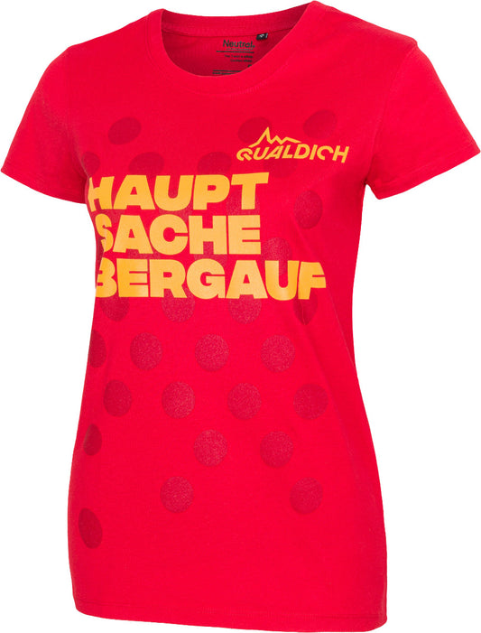 Damen-T-Shirt Hauptsache bergauf rot