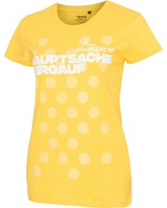 Damen-T-Shirt Hauptsache bergauf gelb